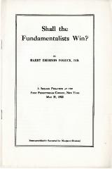 Harry Emerson Fosdick Preaches "Shall the Fundamentalists Win?"